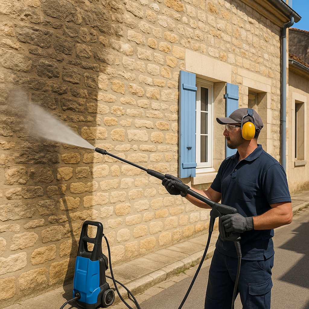 Nettoyage de façades, toitures, panneaux solaires et espaces extérieurs